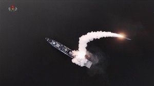 N. Korea's Kim oversees cruise missile test from destroyer